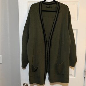 Love sick Olive Green Open Front Cardigan sweater (heavy)